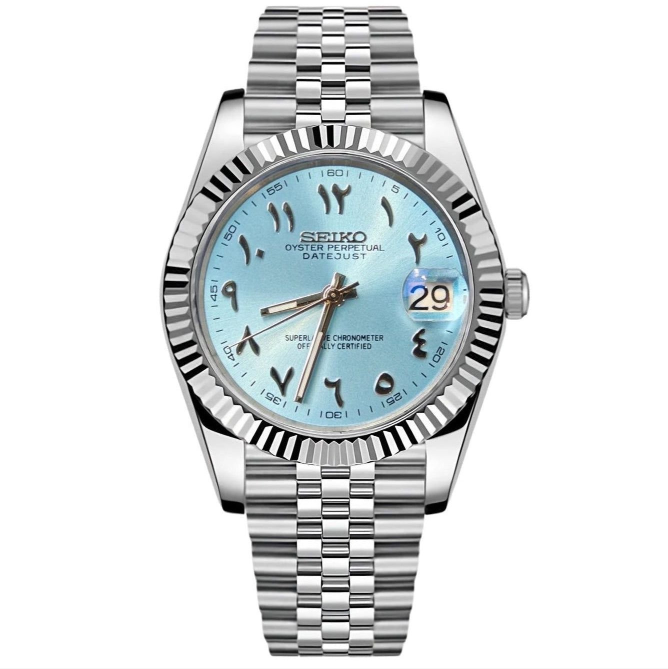 Seikojust | Baby blue - Datejust inspired Custom Seiko Mod