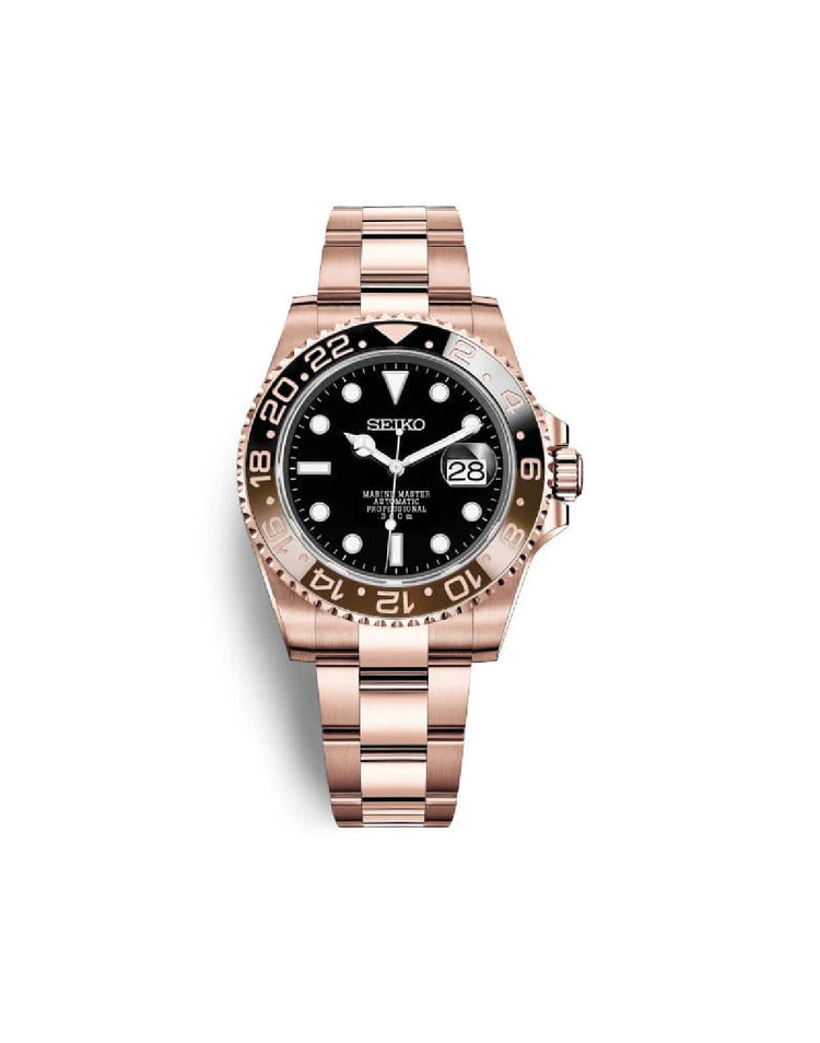 GMTeiko | Rose Gold/Black - GMT master II inspired Custom Seiko Mod
