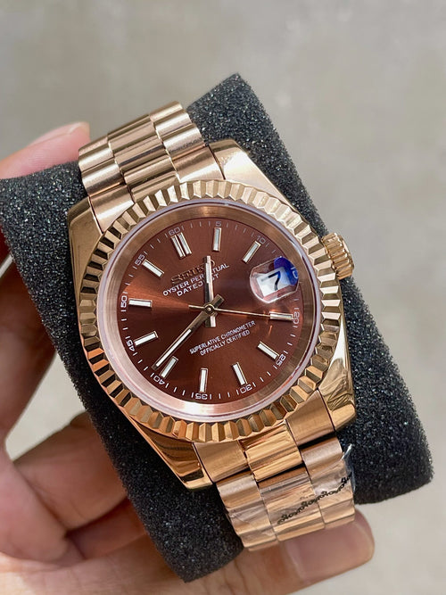 Seikojust | Rose gold with Chocolate dial - Datejust inspired Custom Seiko Mod