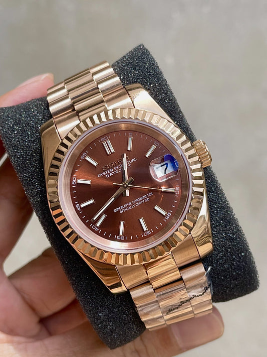 Seikojust | Rose gold with Chocolate dial - Datejust inspired Custom Seiko Mod
