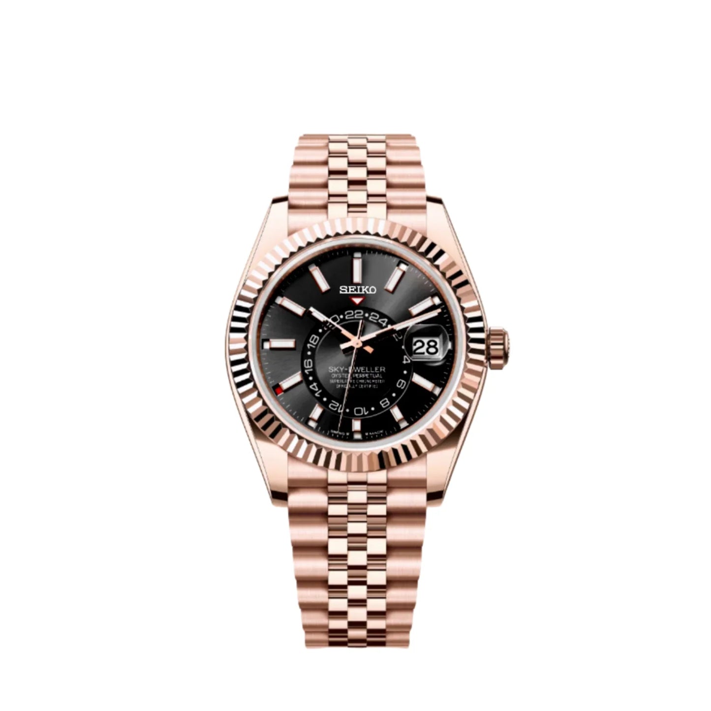Seikojust-skydweller | Black/Rose gold - Skydweller inspired Custom Seiko Mod