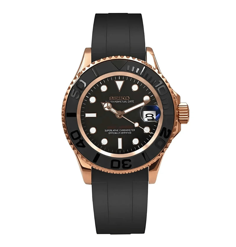 Seikomaster | Black/Rose gold - Yacht Master inspired Custom Seiko Mod